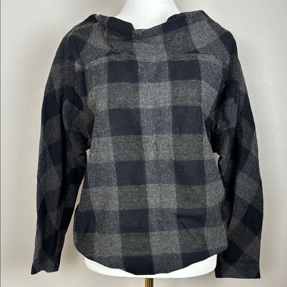Nicole Farhi Grey & Black Buffalo Check Wool-Blend Longsleeve sz 4 Poland